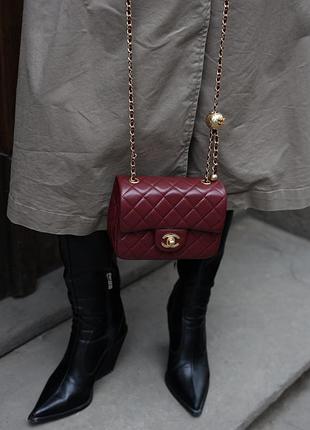 Жіноча шкіряна брендова сумка mini burgundy