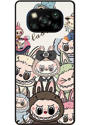 Чехол силиконовый бампер для xiaomi poco x3 с картинкой лабубу labubu