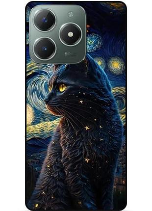Силіконовий бампер чохол для infinix smart 8 plus (x6526) з малюнком кішка ван гог зіркова ніч
