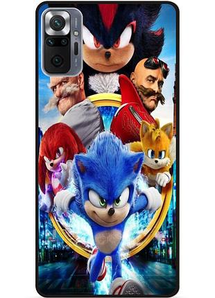 Чехол силиконовый бампер для xiaomi redmi note 10 pro с картинкой соник sonik