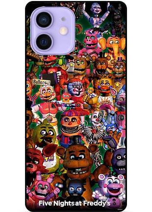 Силиконовый бампер чехол для iphone 12 mini с рисунком аниматроники freddy фредди