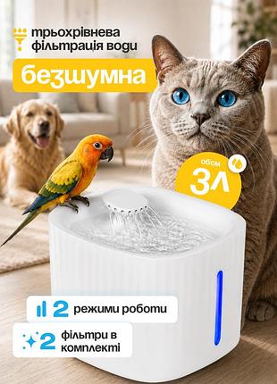 Уценка! автопоилка для котов и собак белый.