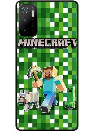 Силіконовий чохол бампер для xiaomi poco m3 pro стів minecraft кріпер майнкрафт