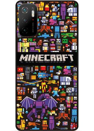 Силіконовий чохол бампер для xiaomi poco m3 pro з картинкою майнкрафт minecraft