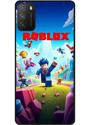 Силіконовий чохол бампер для xiaomi poco m3 з малюнком roblox гра в кальмара роблокс