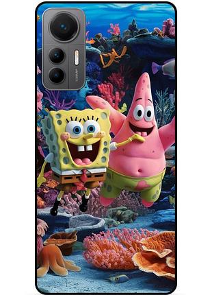 Силиконовый бампер чехол для xiaomi 12 lite с рисунком sponge bob губка боб