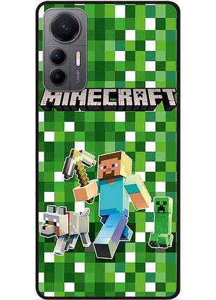 Силіконовий чохол бампер для xiaomi 12 lite стів minecraft кріпер майнкрафт