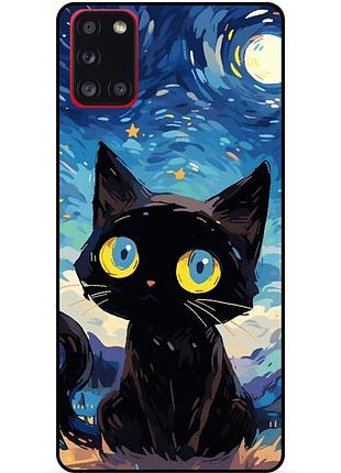 Силіконовий бампер чохол для samsung m31 котик ван гог зіркова ніч
