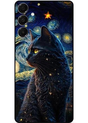 Силіконовий бампер чохол для samsung a17 котик ван гог зіркова ніч