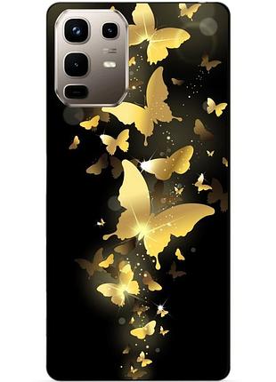 Чехол силиконовый бампер для infinix note 50 (x6858) с рисунком золотые бабочки мотыльки