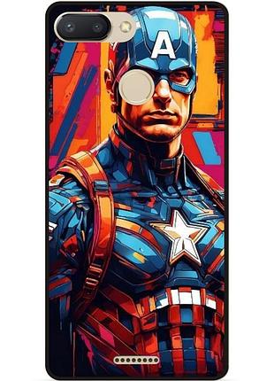 Силіконовий бампер чохол для xiaomi redmi 6 з малюнком капитан америка marvel captain america