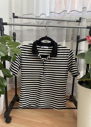 Футболка поло з комірцем zara m