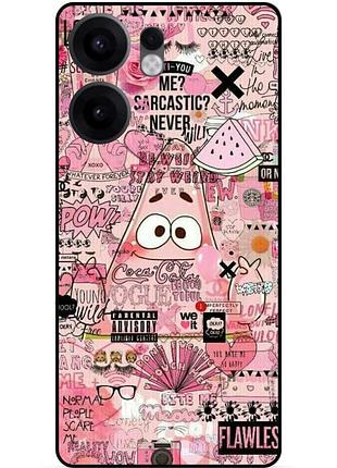 Силиконовый чехол бампер для oppo reno 13f с рисунком губка боб sponge bob