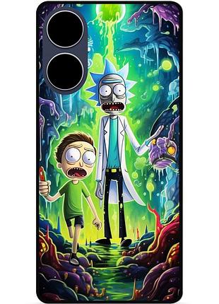 Силиконовый чехол бампер для oppo reno 10 с рисунком рик и морти rick and morty