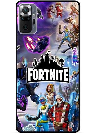 Силиконовый чехол бампер для xiaomi redmi note 10 pro игра fortnite фортнайт