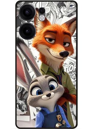 Силиконовый чехол бампер для oppo reno 13fs с рисунком зверополис zootopia
