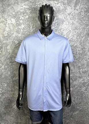 Calvin klein mercerized рубашка 2xl размер с коротким рукавом голубая