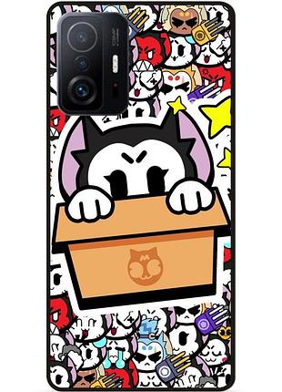 Силиконовый бампер чехол для xiaomi 11t стикеры бравл кит brawl