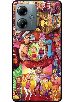 Силиконовый чехол бампер для motorola moto g54 с картинкой rick and morty рик и морти