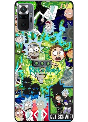 Силиконовый бампер чехол для xiaomi redmi note 10 pro с рисунком rick and morty рик и морти
