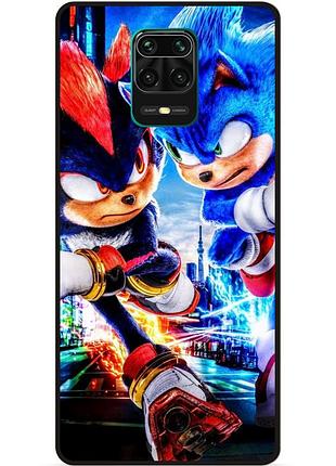 Силиконовый чехол бампер для xiaomi redmi note 9 pro с картинкой соник sonik шэдоу