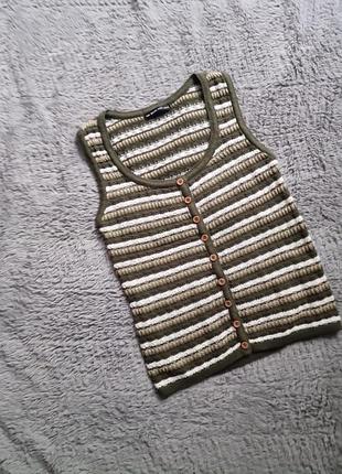 Вязаная трикотажная жилетка в полоску the basic knit размер s