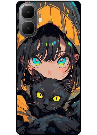 Силиконовый бампер чехол для infinix smart 10 с рисунком аниме котик