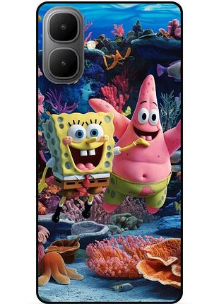 Силиконовый бампер чехол для infinix smart 10 с рисунком sponge bob губка боб