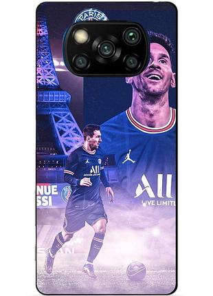 Силиконовый бампер чехол для xiaomi poco x3 с рисунком messi psg месси