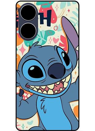 Силиконовый бампер чехол для oppo a58 с рисунком stitch стич