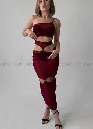 🌸 бордова сукня в сітку від prettylittlething 🌸