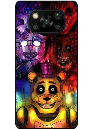 Силиконовый бампер чехол для xiaomi poco x3 с рисунком фредди freddy аниматроники