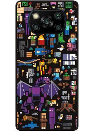 Силиконовый чехол бампер для xiaomi poco x3 с картинкой minecraft майнкрафт