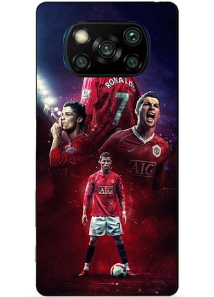Силиконовый бампер чехол для xiaomi poco x3 с рисунком ronaldo mu роналдо