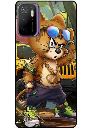 Чехол силиконовый бампер для xiaomi poco m3 pro с рисунком том и джерри
