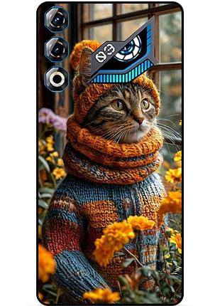 Чехол силиконовый бампер для zte nubia neo 3 gt 5g с рисунком котик в цветах