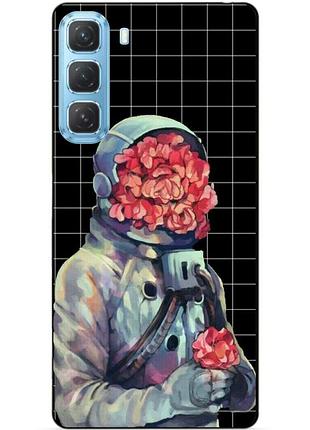 Чехол силиконовый бампер для infinix hot 60 pro plus (x6886) с рисунком скафандр цветы