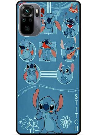Силиконовый бампер чехол для xiaomi redmi note 10s с картинкой stitch стич