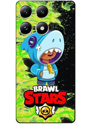 Силіконовий бампер чохол для xiaomi 14t з героєм бравл леон акула brawl