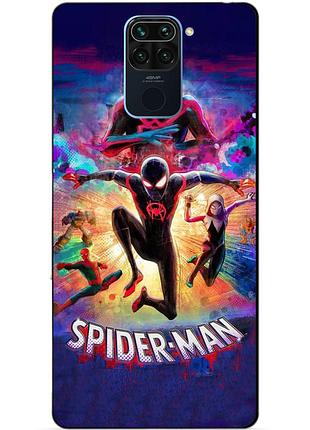 Силиконовый бампер чехол для xiaomi redmi note 9 spider man человек паук майлз моралес