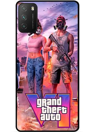 Силіконовий бампер чохол для xiaomi poco m3 з малюнком gta гта