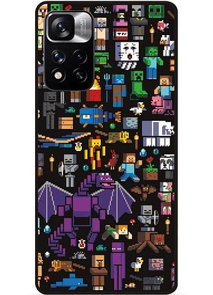 Силиконовый чехол бампер для xiaomi redmi note 11 pro plus 5g с картинкой minecraft майнкрафт
