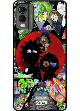 Силіконовий чохол бампер для nokia c32 з малюнком rick and morty рік і морті