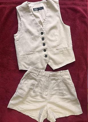 Лляний костюм zara xs