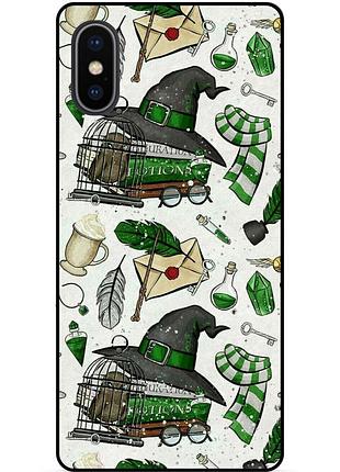 Силиконовый бампер чехол для iphone x 10 с картинкой слизерин slytherin гарри поттер harry potter