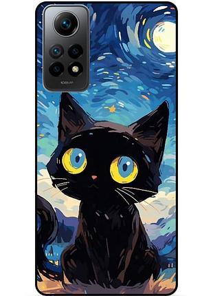 Силиконовый бампер чехол для xiaomi redmi note 11 pro котик звездная ночь ван гог