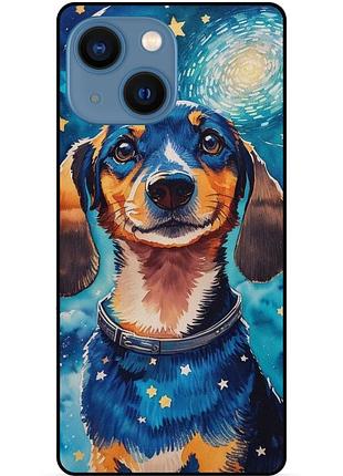 Силиконовый бампер чехол для iphone 13 mini с рисунком пес ван гог звездная ночь