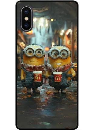 Силиконовый чехол бампер для iphone xs с картинкой миньоны minion