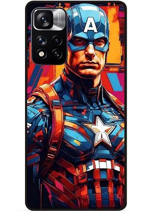 Силіконовий бампер чохол для xiaomi redmi note 11 pro plus 5g з малюнком капитан америка marvel captain america