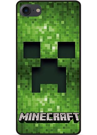 Силиконовый чехол бампер для iphone se 3 2022 с рисунком крипер minecraft майнкрафт